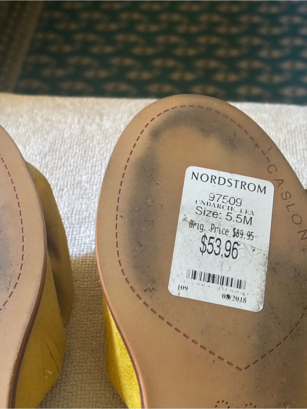 Caslon Mustard Bow Slide Sandals